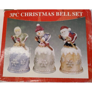 Lincolnshire Three Christmas Holiday Collection Bells Girl/Santa/Snowman Skiing